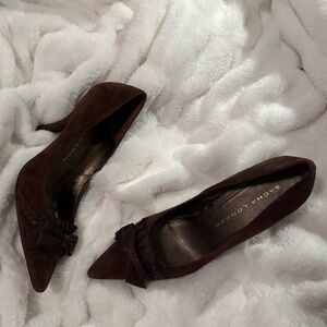 Sacha London Dark Brown Heels with Bow Detail